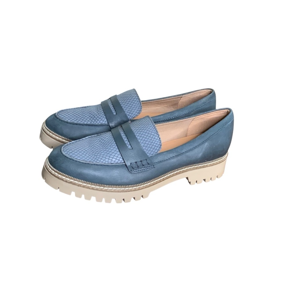 Crevo Blue and Tan Loafers for Women - Picture 8 of 9